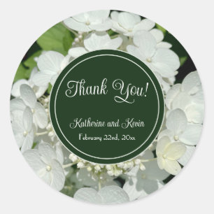 Sticker Rond Élégant Merci Mariage vert et blanc