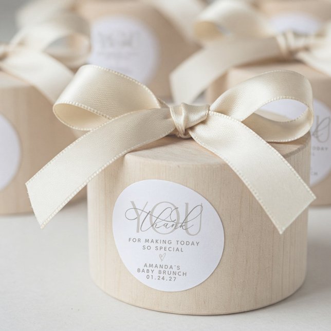 Sticker Rond Élégant Merci neutre crémeux (Elegant Neutral Thank You Sticker)