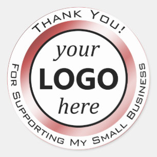 Sticker Rond Élégant Merci rouge foncé Bourgogne Votre logo ici