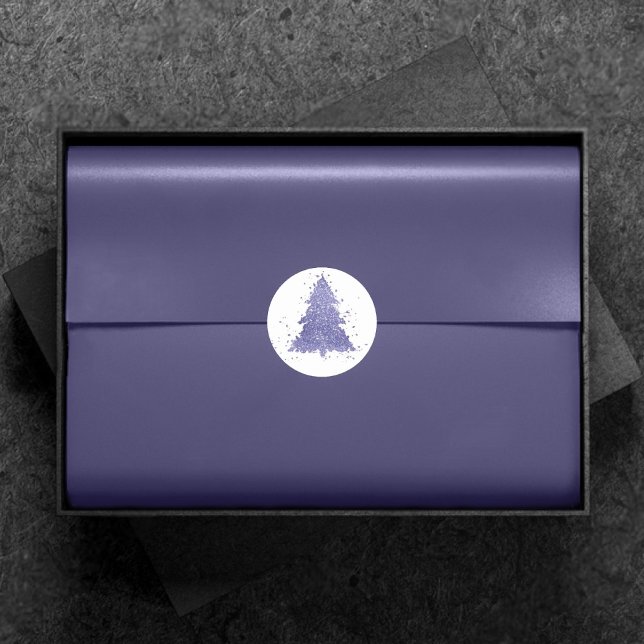 Sticker Rond Elegant Merry Christmas | Charming Lavender Purple (Créateur téléchargé)