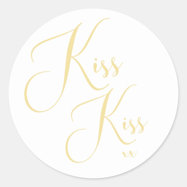 Sticker Rond Élégant minimal Gold Script Police Kiss Kiss Sing (Devant)