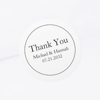 Sticker Rond Élégant minimal Merci Mariage blanc classique
