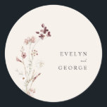 Sticker Rond Élégant minimaliste Boho Mariage Floral<br><div class="desc">Stickers de mariage floral Boho minimaliste élégant</div>