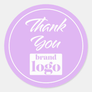 Sticker Rond Élégant minimaliste Logo Merci Lilac