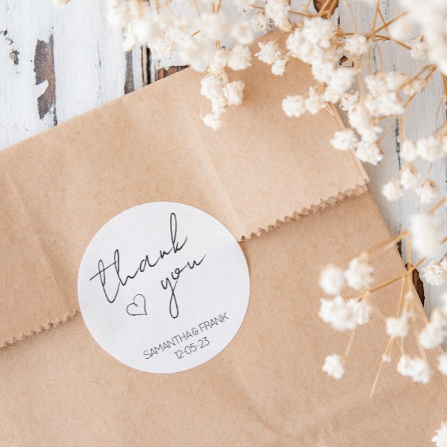 Sticker Rond Élégant minimaliste Mariage (Créateur téléchargé)