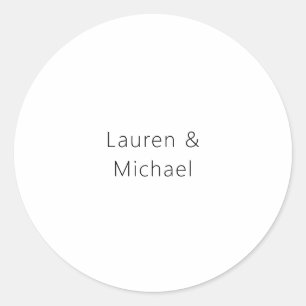 Sticker Rond Élégant minimaliste mariage noir blanc clair