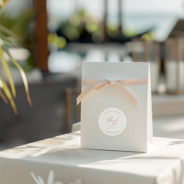 Sticker Rond Élégant minimaliste Merci Mariage (Elegant Minimalist Wedding Thank You Classic Round Sticker)