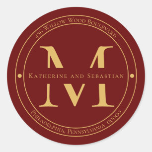 Sticker Rond Élégant minimaliste Monogramme Adresse de retour S