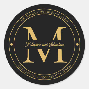 Sticker Rond Élégant minimaliste Monogramme Adresse de retour S