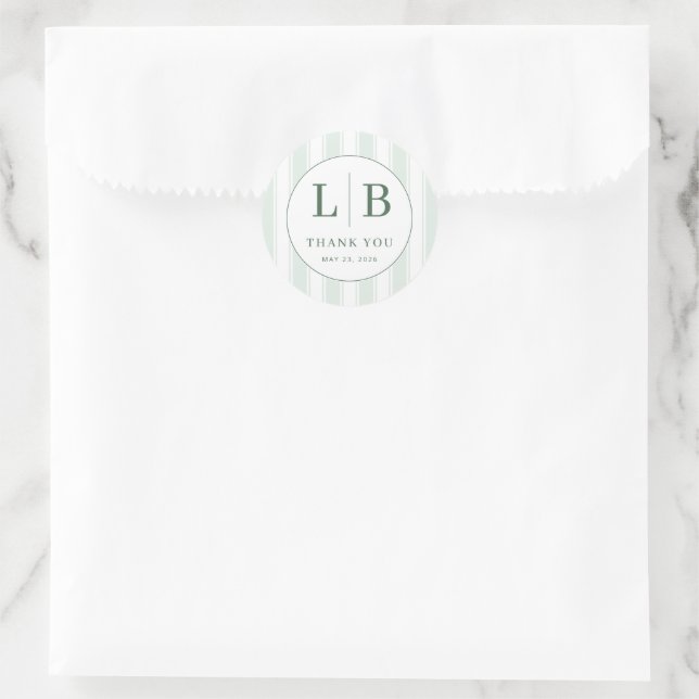 Sticker Rond Elegant Mint Minimalist Emblem (Sac)