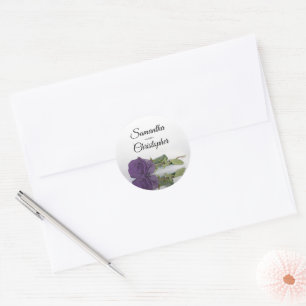 Sticker Rond Élégant miroir Améthyste Rose violet Mariage