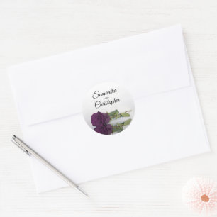 Sticker Rond Élégant Miroir Plum violet Rose Mariage