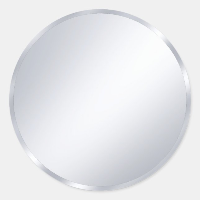 Sticker Rond Élégant Modèle blanc argent Faux Ajouter votre tex (Devant)
