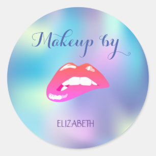 Sticker Rond Elegant Moder Fille Lèvres Holographique