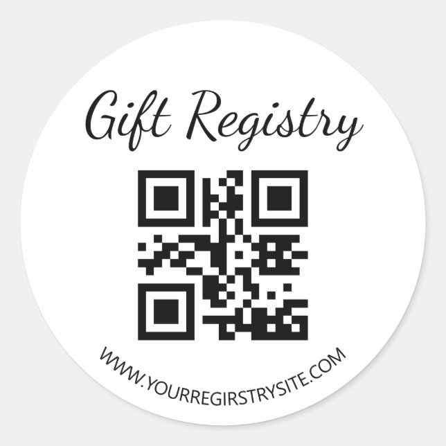 Sticker Rond elegant modern gift registry qr code baby shower (Devant)