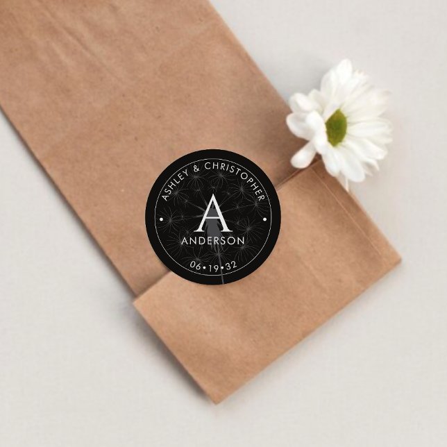 Sticker Rond Élégant moderne fumée Mariage noir (Créateur téléchargé)