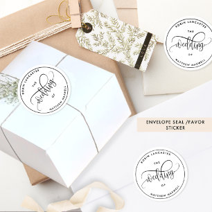 Sticker Rond Élégant, Moderne Joint de Mariage / Enveloppe / Fa