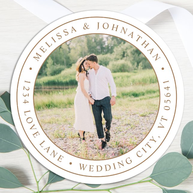 Sticker Rond Élégant moderne personnalisé de photo retour d'adr (Créateur téléchargé)