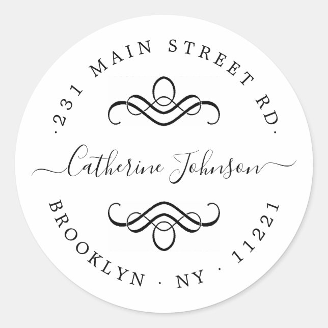 Sticker Rond Élégant moderne Script Girly Retourner l'adresse é (Devant)