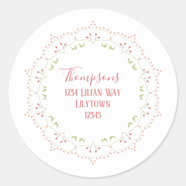 Sticker Rond Élégant Moderne Simple Chic Mandala Rose Pâle (Devant)