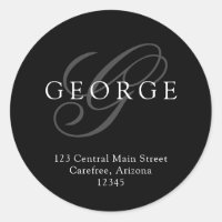 Élégant Monogram Black Grey Adresse