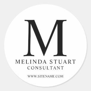 Sticker Rond Élégant Monogram Business