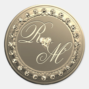 Sticker Rond Élégant monogramme