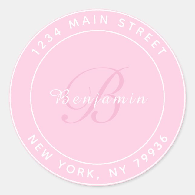 Sticker Rond Élégant Monogramme Circulaire Adresse de retour ro (Devant)