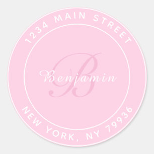 Sticker Rond Élégant Monogramme Circulaire Adresse de retour ro