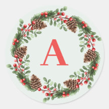 Élégant Monogramme Cones de Noël Wreath