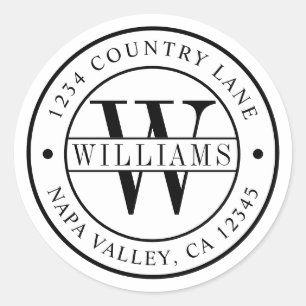 Sticker Rond Élégant monogramme   Créez votre propre adresse de