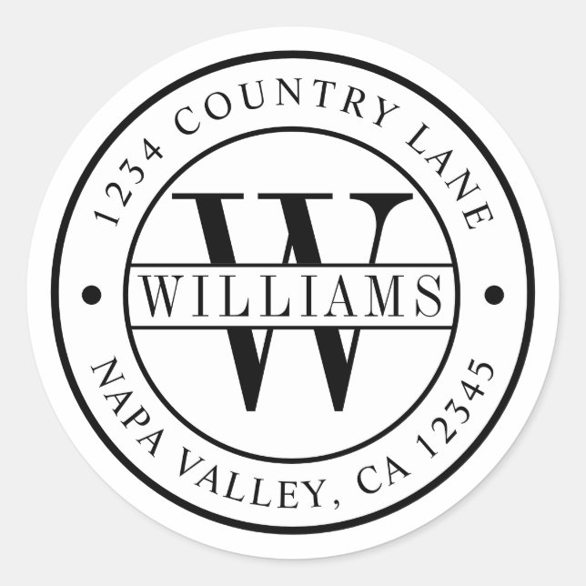 Sticker Rond Élégant monogramme | Créez votre propre adresse de (Devant)