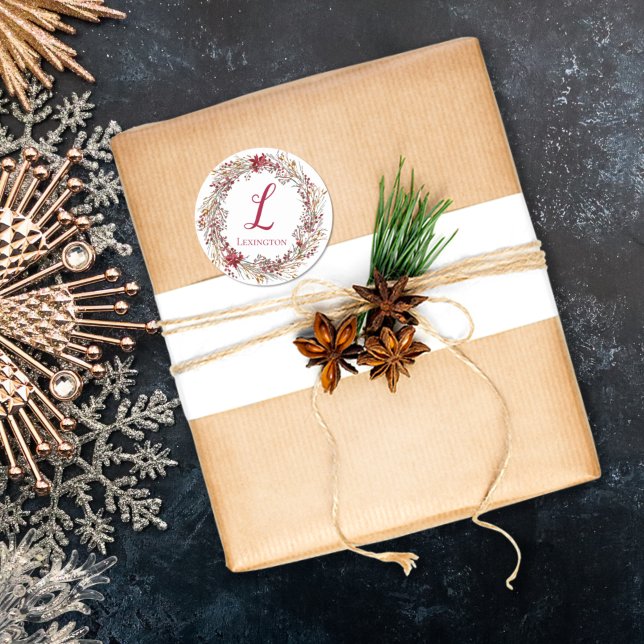 Sticker Rond Élégant monogramme de couronne de poinsététie de N (Créateur téléchargé)