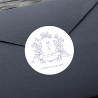 Élégant Monogramme de Crête Florale de Lavande Mar