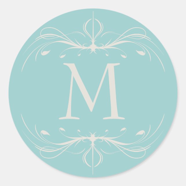 Sticker Rond Élégant Monogramme de mariage (Devant)