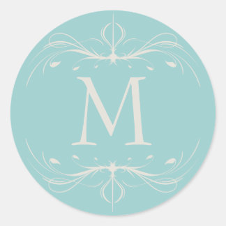 Sticker Rond Élégant Monogramme de mariage