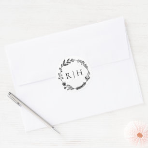 Sticker Rond Élégant monogramme   Mariage initial