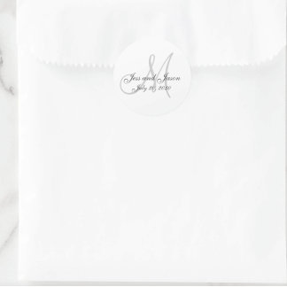 Sticker Rond Elégant Monogramme Merci mariage Faveur