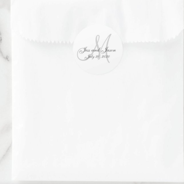 Sticker Rond Elégant Monogramme Merci mariage Faveur (Créateur téléchargé)