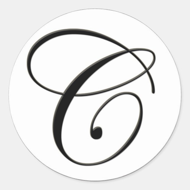 Sticker Rond Élégant Monogramme noir et blanc C (Devant)