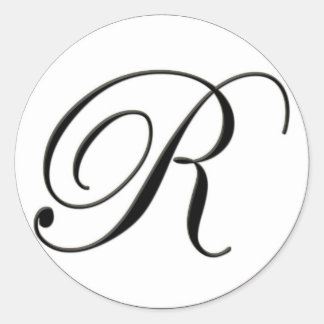 Sticker Rond Élégant Monogramme noir et blanc R