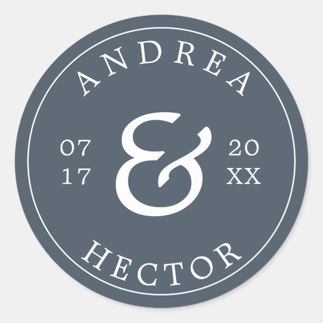 Sticker Rond Élégant monogramme Smoky Navy Enveloppe Seal (Devant)
