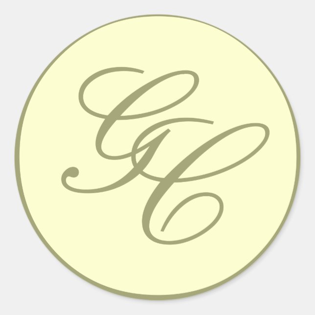 Sticker Rond Élégant Monogramme Taupe initiale Mariage ivoire s (Devant)