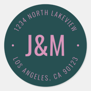 Sticker Rond Élégant Monogramme & Texte circulaire modifiable e