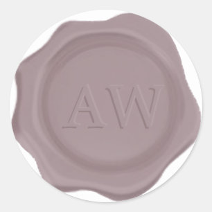 Sticker Rond Élégant Monogramme violet Mariage de cire sceau