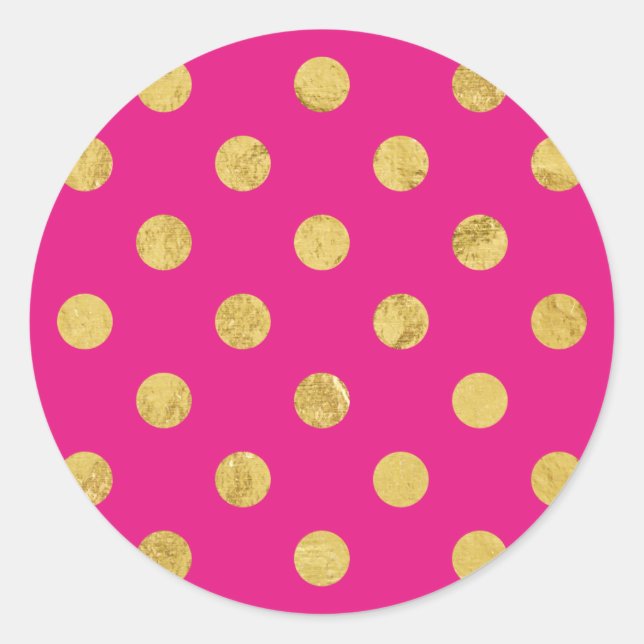Sticker Rond Elégant Motif à base de Polka Gold - Or & Rose (Devant)