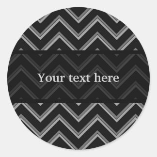 Sticker Rond Elégant motif de chevron noir et gris