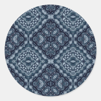 Sticker Rond Élégant motif en tuiles bleues