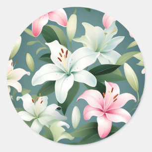 Sticker Rond Élégant Motif Lily