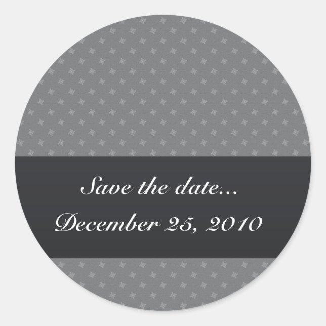 Sticker Rond Élégant motif octogonal gris clair sur gris brut (Devant)